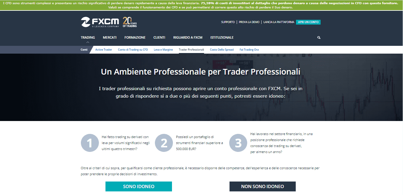 Ambiente di trading professionale di FXCM Ambiente di trading professionale di FXCM
